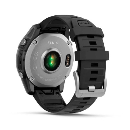Часы Garmin Fenix E AMOLED, 47 mm (Stainless Steel/Black Silicone Band)